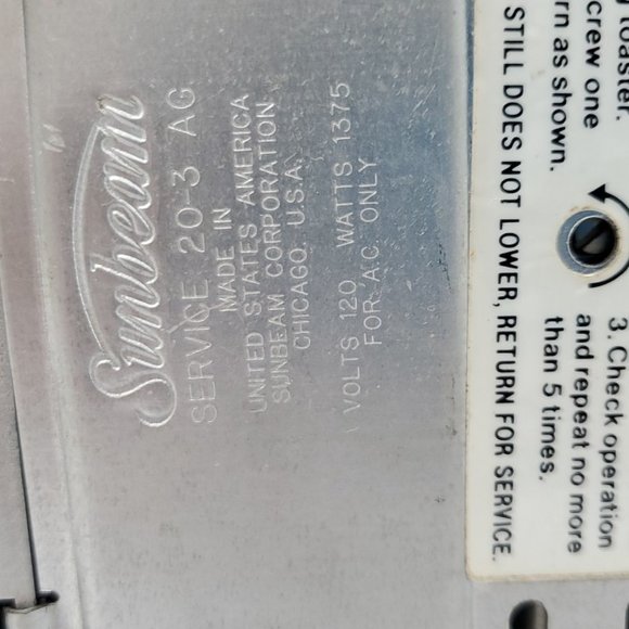 Vintage Sunbeam Radiant Control Auto Drop Toaster Chrome - Picture 8 of 8